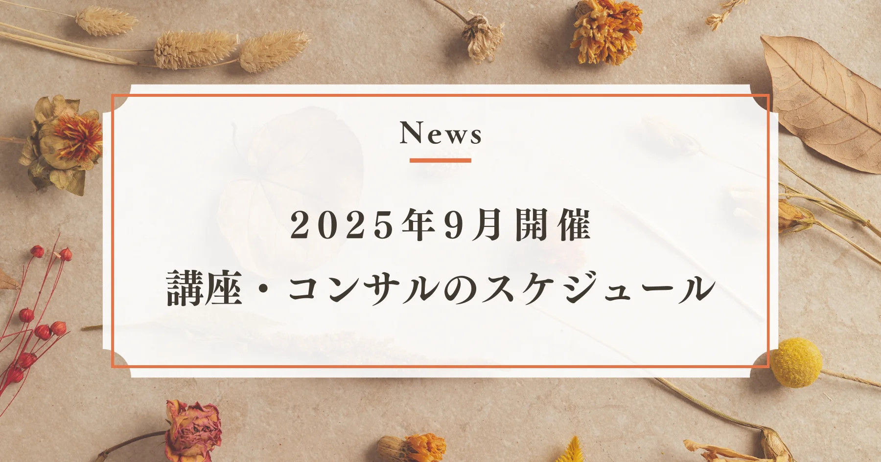 2025年9月開催の講座・コンサルスケジュール